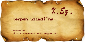Kerpen Szimóna névjegykártya